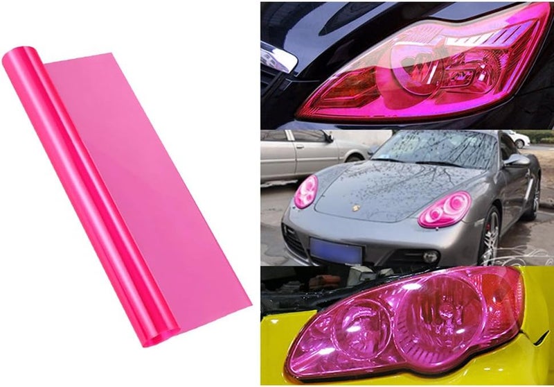fangfei 12 by 48 inches Self Adhesive Auto Car Tint Headlight Taillight Fog Light Vinyl Smoke Film Sheet Sticker Cover (Pink) - Image 5